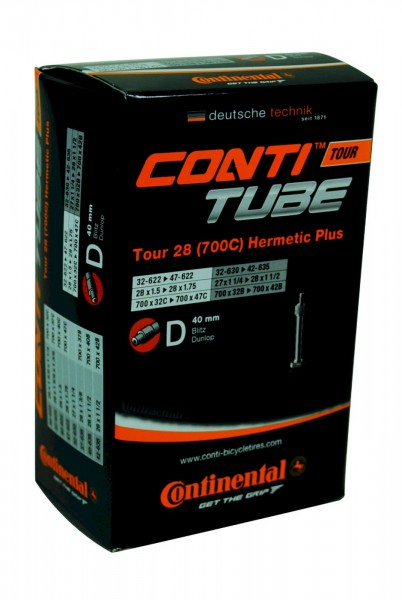 CONTINENTAL Fahrradschlauch Hermetic Plus 28" 28 Zoll | ETRTO: 32/47-622/642 | AV | Ventillänge: 40