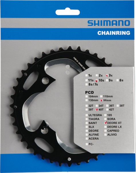 SHIMANO Kettenblatt Deore XT FCM782 40 Zähne | schwarz | Lochkreis: 96 mm