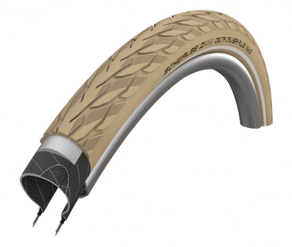 SCHWALBE Fahrradreifen Delta Cruiser HS 431 28 Zoll | ETRTO: 40-635 | Draht | TwinSkin | creme Refle
