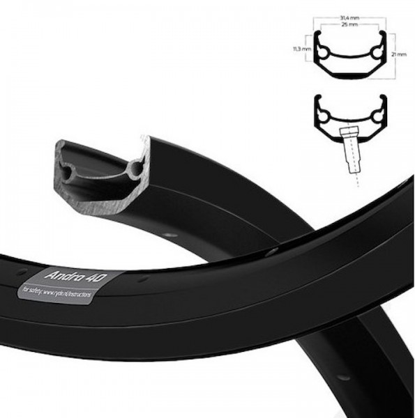 RYDE Vorderrad 28" Andra 40 Disc mit ND 622 x 25 | Nabe: Nabendynamo DH3D32AAL, schwarz | Schnellspa