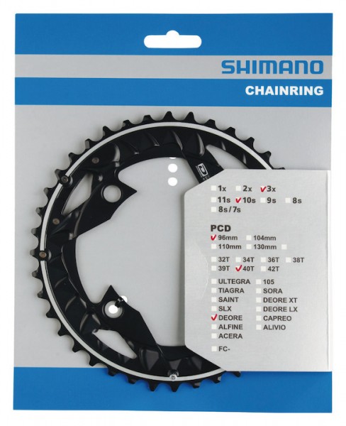 SHIMANO Kettenblatt SLX FCM672 40 Zähne | schwarz | Lochkreis: 96 mm